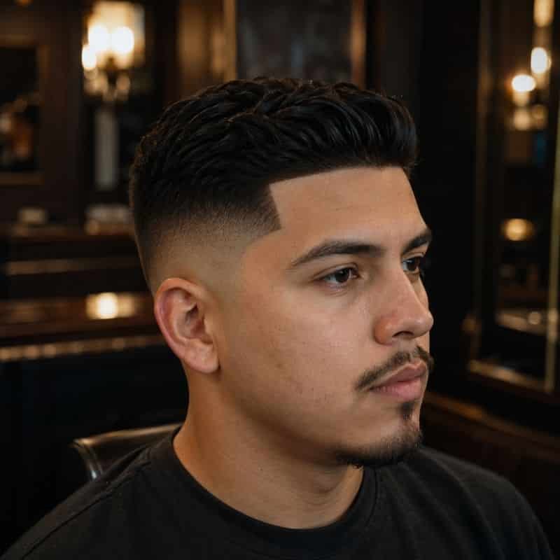 Corte texturizado con perfilado en Barbería en El Marqués